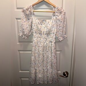 Blue Rain White Floral Dress